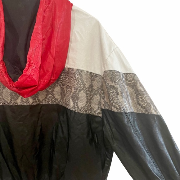 ♦️SOLD♦️MSGM Snakeskin Colorblock Faux Leather Jacket - Picture 11 of 15